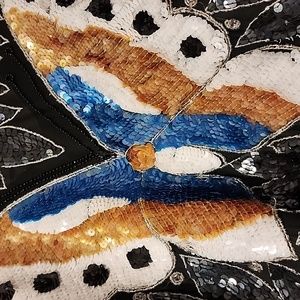 Butterfly sequin silk top size medium